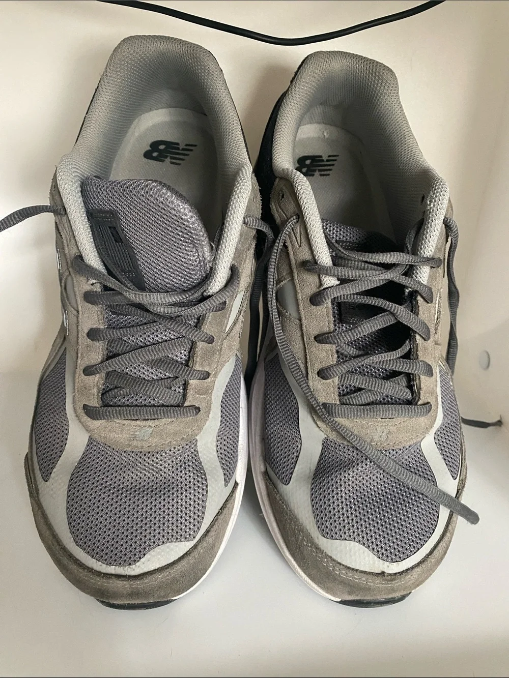 New Balance Gray Mesh & Suede Running Sneakers